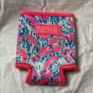 Lilly Pulitzer Pink and Blue crawfish Drink Holder Koozie neoprene